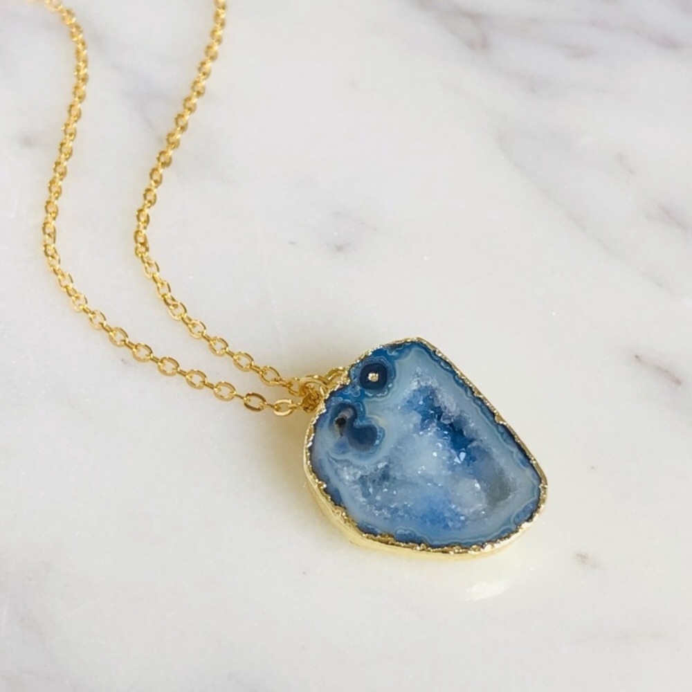 Geode Druzy Gold Necklace